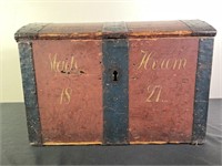 1872 Red Wood/Metal Roll Top Chest