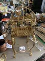 METAL GOLD BIRD CAGE  WITH 12 "  STAND - 14 X 9 X