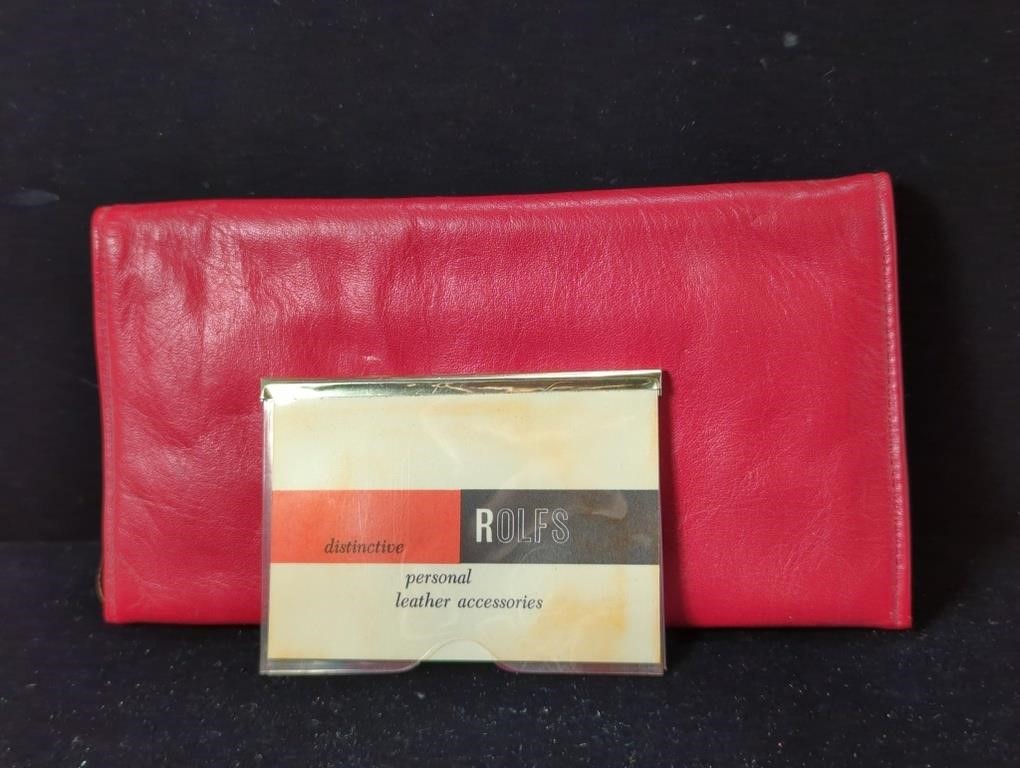 1950's ROLFS Red Leather Wallet, 2- Snap Pockets,