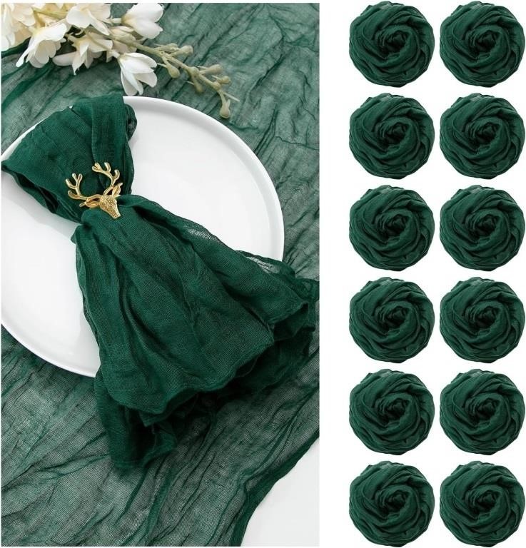 10 Pack Dark Green Cheesecloth Napkins 20×20 Inche