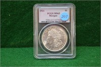 1921 slab Morgan Silver Dollar PCGS MS63