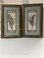 Mid century floral wall decor lot of 2