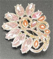 Large Pink Stones Bouquet Brooch/Pin