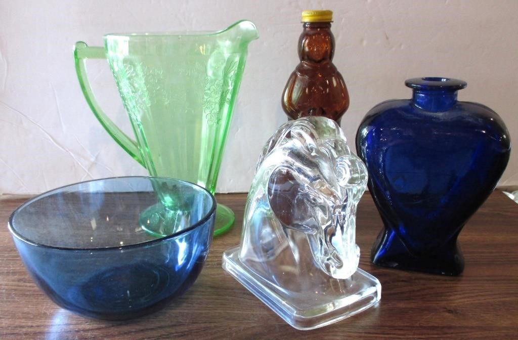 Green Depression Pitcher & Misc