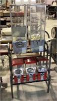 (5) candy machines dispensers on metal rack 63