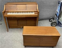 Player Piano with Bench Cabinet and Scrolls