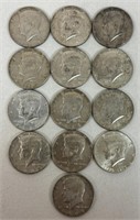 (13) KENNEDY SILVER HALF DOLLARS