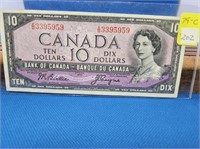 1954 $10.00 DOLLAR BILL EF-UNC X/D3395959