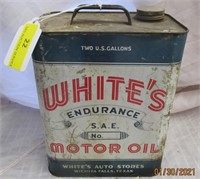 White's Motor Oil-Wichita Fall TX- Two Gallon Can