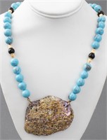 Abalone Pendant & Turquoise Necklace