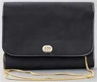 Gucci Black Leather Trimmed Clutch Handbag