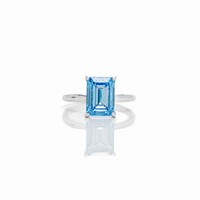 14kt 4 Carat Emerald Cut Vivid blue Diamond Ring