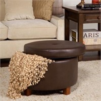 Leatherette Storage Ottoman