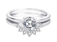 925S 1.0ct Moissanite Diamond Ring Set