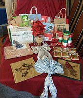 Christmas decor - gift bags, ribbon packs, wicker