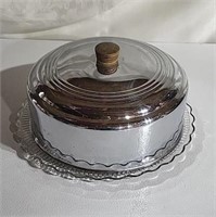 Vintage Cake Plate with Stainless Steel Lid