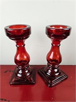 Pair of Vidrios San Miguel Glass Candle Holders