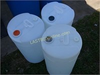 3- 15 Gallon White Poly Barrels