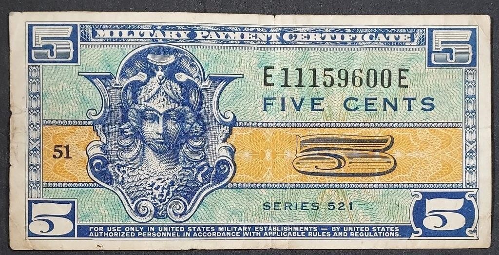 Series 521  5 Cents Military Payment Certificate
