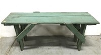 Rustic green bench