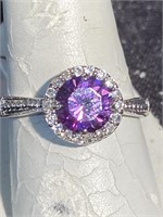 Faceted amethyst ring mounted in sterling silver