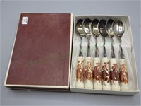 set of 6 silverplated teaspoons w/porcelain handle