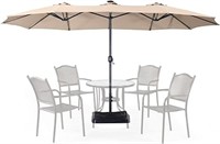 15ft Double Sided Patio Umbrellas With Base