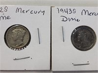 1942 & 43-S Mercury Dimes 90% Silver