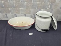Vintage Enamel pot and basin