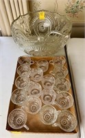 Glass Punch Bowl and Cups