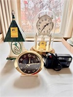 2 Vintage Clocks Camera and Bird House