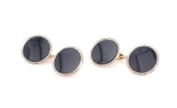 Antique 9ct rose gold and onyx cufflinks