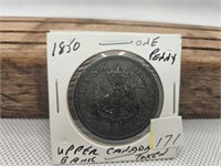 1-1850 ONE PENNY UPPER CANADA BANK TOKEN