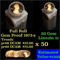 Full 1c proof roll, 1973-s Lincoln Cents
