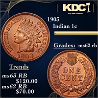 1903 Indian Cent 1c Grades Select Unc RB