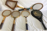 6 Vtg Wood Tennis Rackets Wilson Regent Bancroft