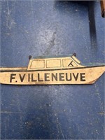 21" F. Villeneuve Double Sided Wooden Sign