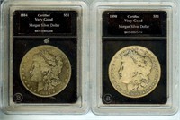 1890-O & 1884 Morgan Bradbury Very Good