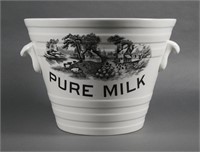 Rare 19C Staffordshire PURE MILK Pail