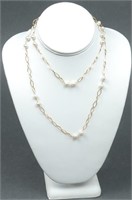 14K Yellow Gold & Culture Pearl Link Necklace