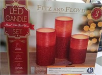 3pc LED Flameless Candle Set - Red