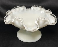 Fenton Silver Crest Footed Bowl Compote Milk