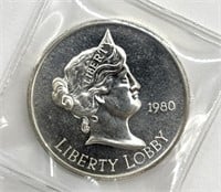 One Ounce .999 Fine Silver 1980 Lady Liberty