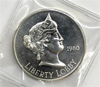 One Ounce .999 Fine Silver 1980 Lady Liberty