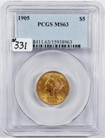 1905  $5 Gold Liberty   PCGS MS-63