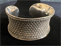 Stunning 925 Sterling Open Woven Cuff Bracelet