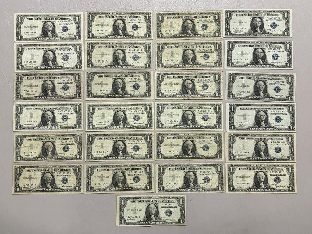 (25) SILVER $1 CERTIFICATES