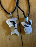 Shell Pendant Necklaces, Dolphin + Rabbit