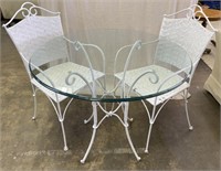 Metal & Wicker Glass Top Table and Chairs