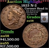 ***Auction Highlight*** 1823 Coronet Head Large Ce